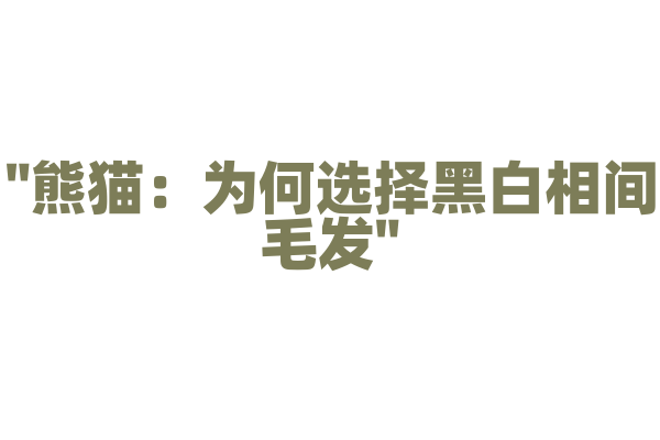 "熊猫：为何选择黑白相间毛发"